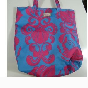 Lilly Pulitzer Blue and Pink Decorative Pattern Tote